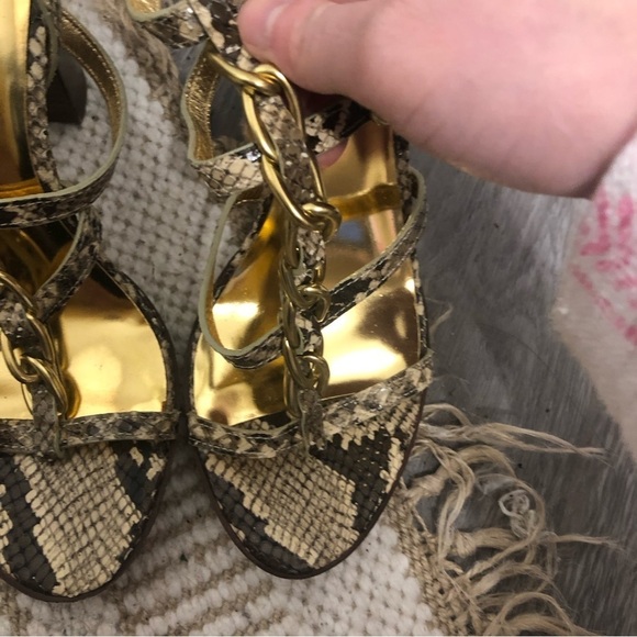 Coach Liberty Gold Python Embossed Chain Sandals Heels Shoes 6 - Picture 6 of 8